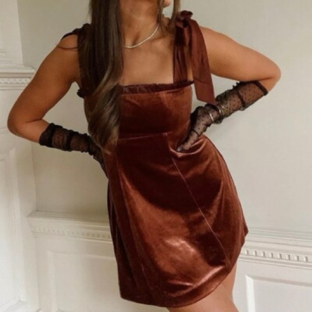 Elegant Brown Velvet Dress